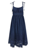 Blue Cotton Midi Dress