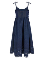 Blue Cotton Midi Dress