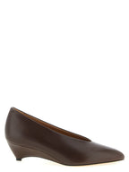 Brown Calfskin Mid Heel Pumps