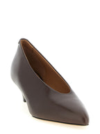 Brown Calfskin Mid Heel Pumps