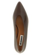 Brown Calfskin Mid Heel Pumps