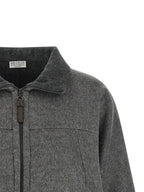 Gray Virgin Wool Full-Length Jacket