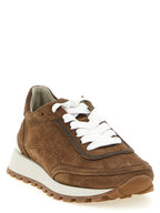 Brown Calfskin Low Top Sneakers