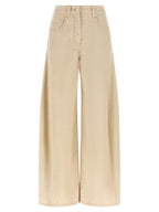 Beige Cotton Casual Pants