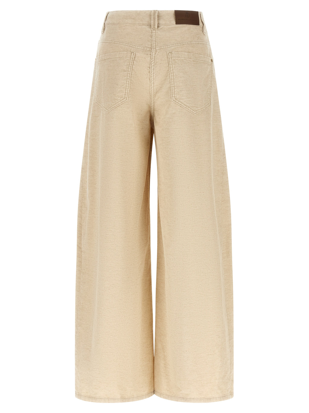 Beige Cotton Casual Pants