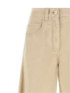 Beige Cotton Casual Pants