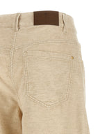 Beige Cotton Casual Pants