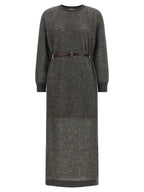 Gray Wool Midi Dress