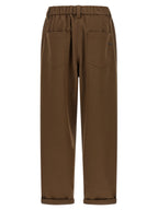Brown Cotton Casual Pants