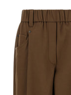 Brown Cotton Casual Pants