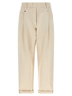 Beige Cotton Casual Pants