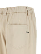 Beige Cotton Casual Pants