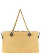Beige Lamb Leather Shoulder Bag