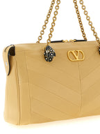 Beige Lamb Leather Shoulder Bag