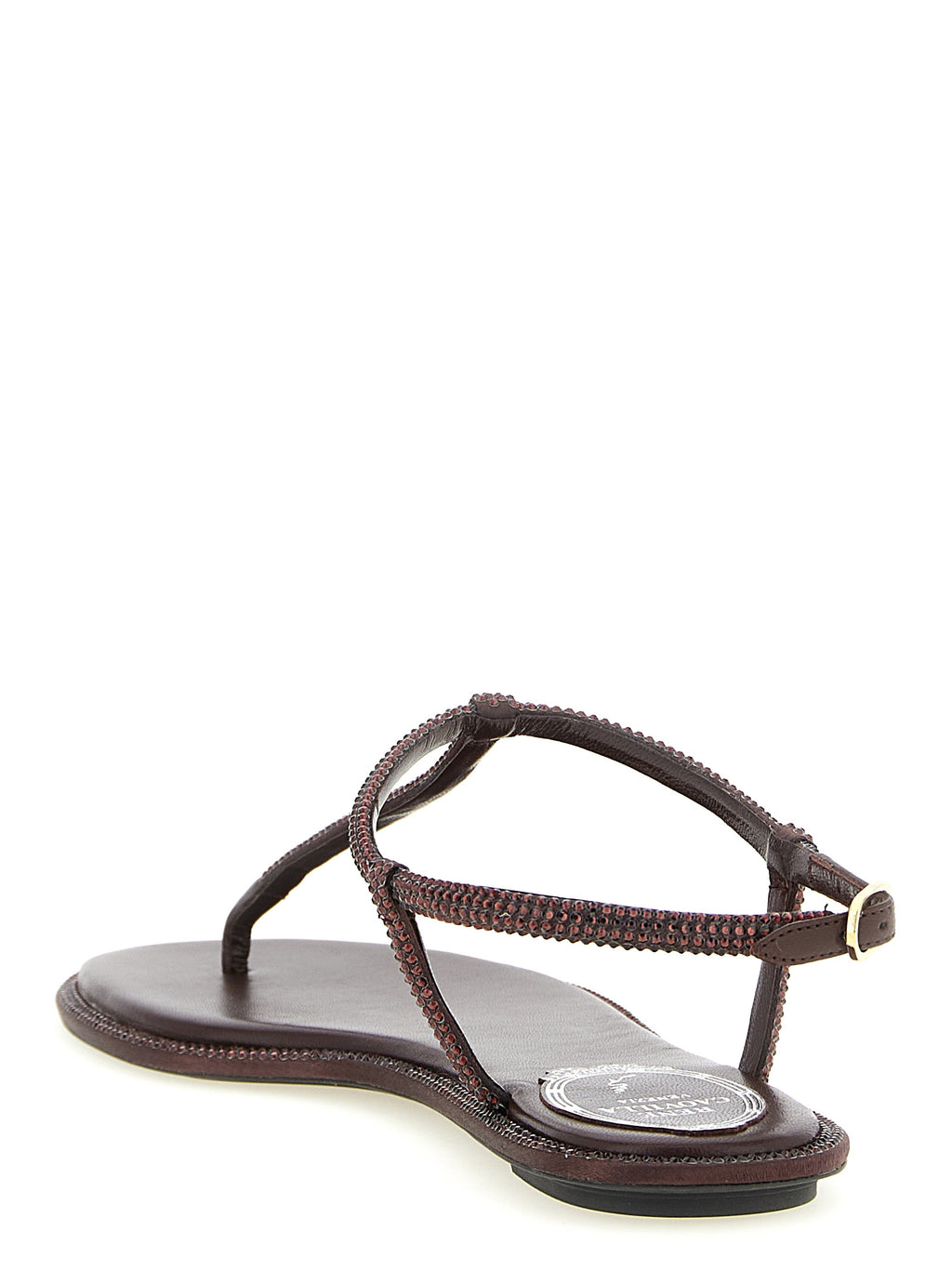 Brown Viscose Flat Sandals