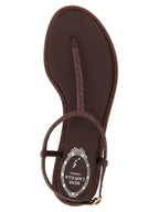 Brown Viscose Flat Sandals