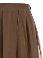 Brown Silk Midi Skirt