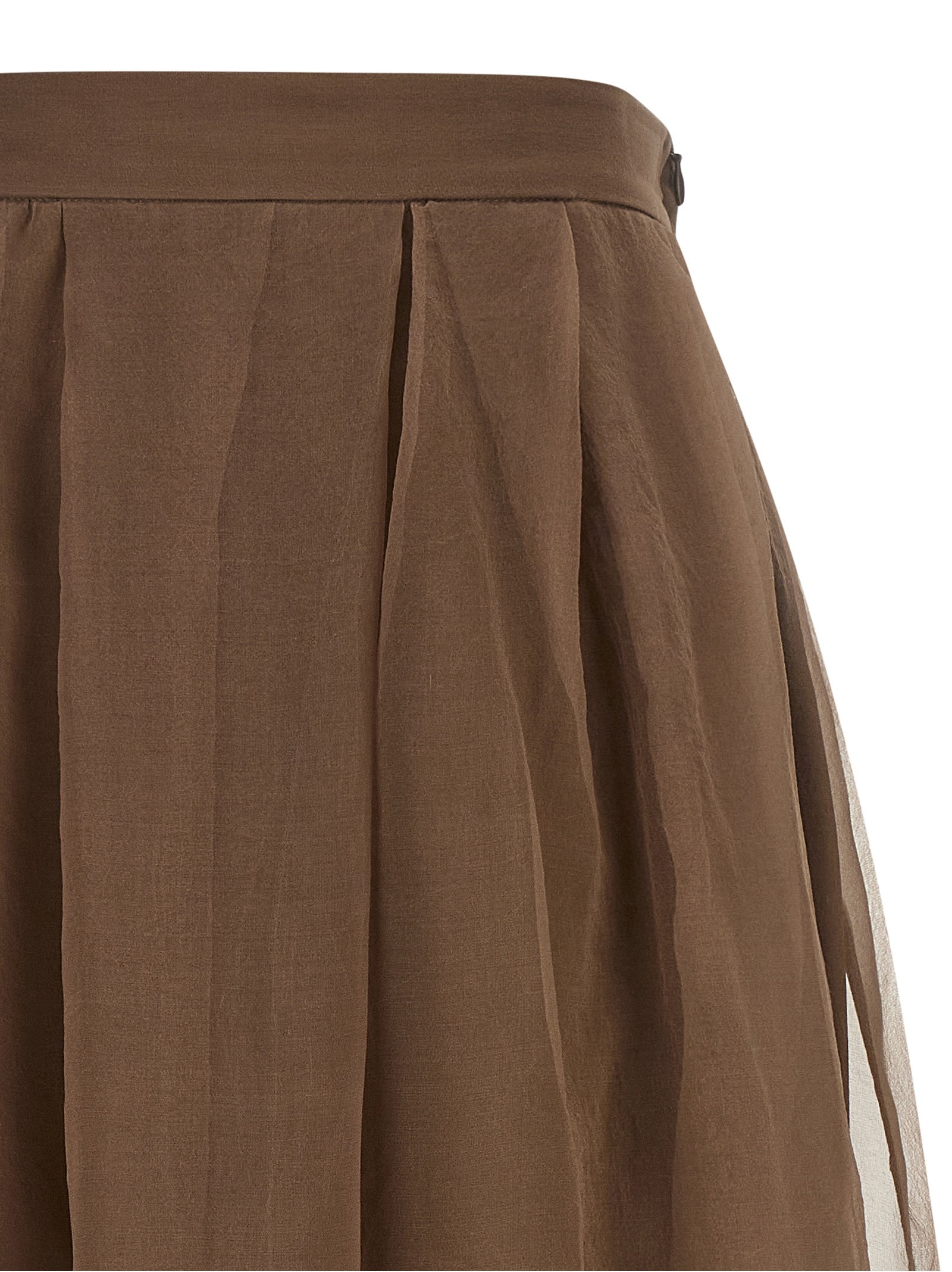 Brown Silk Midi Skirt