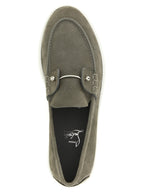 Gray Calfskin Slip-On Loafers