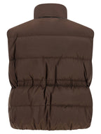 Brown Polyester Sleeveless Jacket