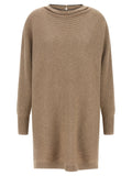 Beige Virgin Wool Short Dress