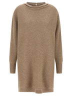 Beige Virgin Wool Short Dress