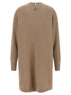 Beige Virgin Wool Short Dress