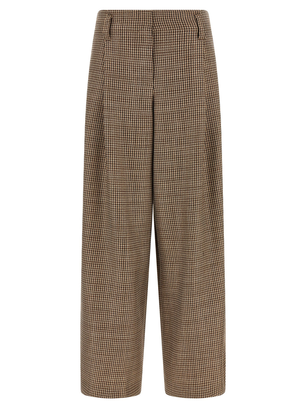 Brown Virgin Wool Flared Pants