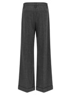 Gray Virgin Wool Casual Pants