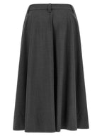 Gray Virgin Wool Midi Skirt