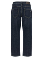 Blue Cotton Straight-Leg Jeans