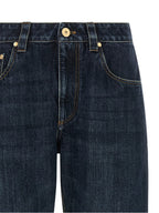 Blue Cotton Straight-Leg Jeans