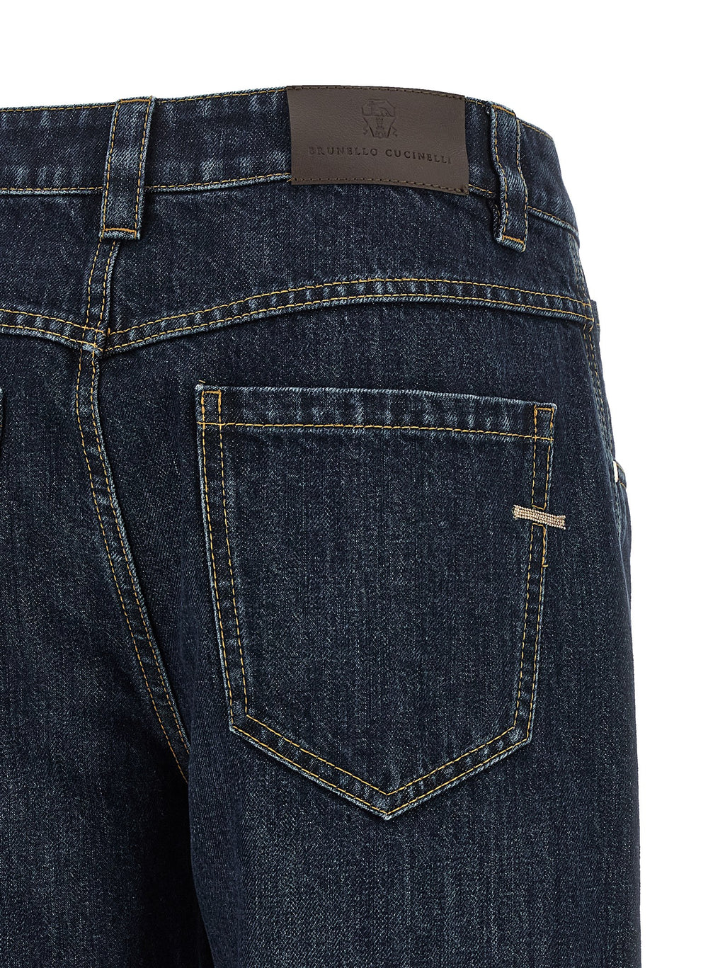Blue Cotton Straight-Leg Jeans