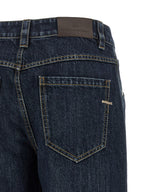 Blue Cotton Straight-Leg Jeans