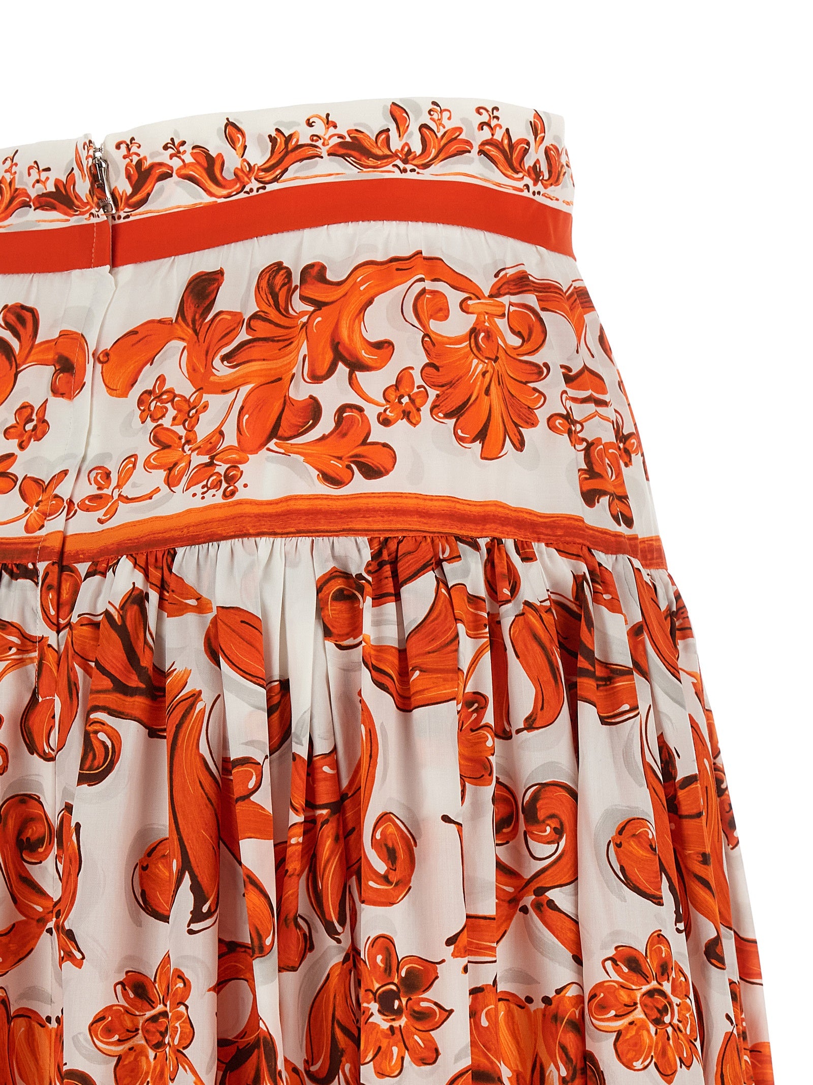 Orange Cotton Mini Skirt