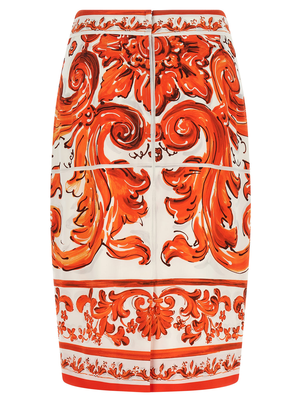 Orange Silk Midi Skirt