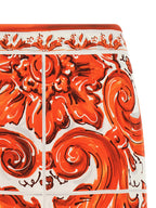 Orange Silk Midi Skirt