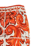 Orange Silk Midi Skirt