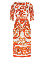 Orange Silk Midi Dress