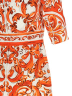 Orange Silk Midi Dress