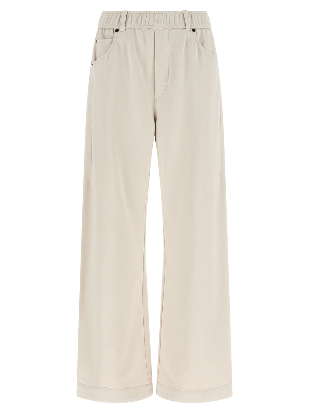 Beige Cotton Athletic Pants