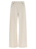 Beige Cotton Athletic Pants