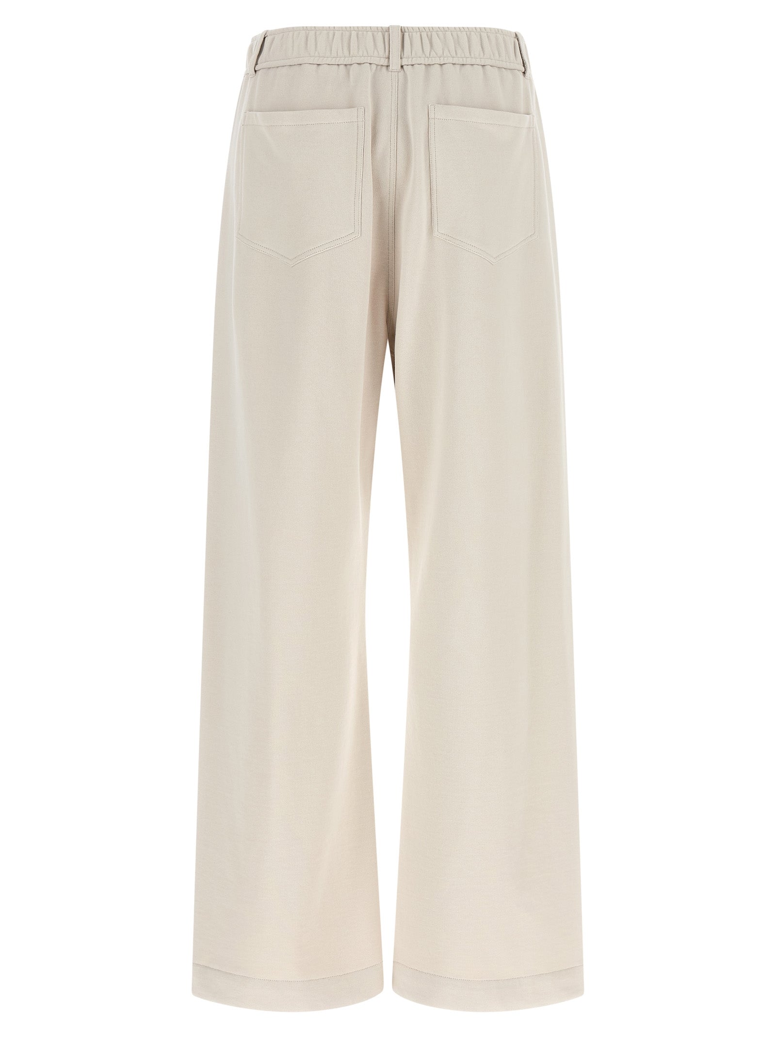Beige Cotton Athletic Pants