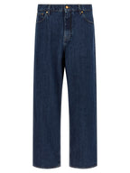 Blue Cotton Straight-Leg Jeans