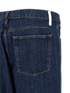 Blue Cotton Straight-Leg Jeans