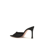Black Silk Stiletto Heel Sandals