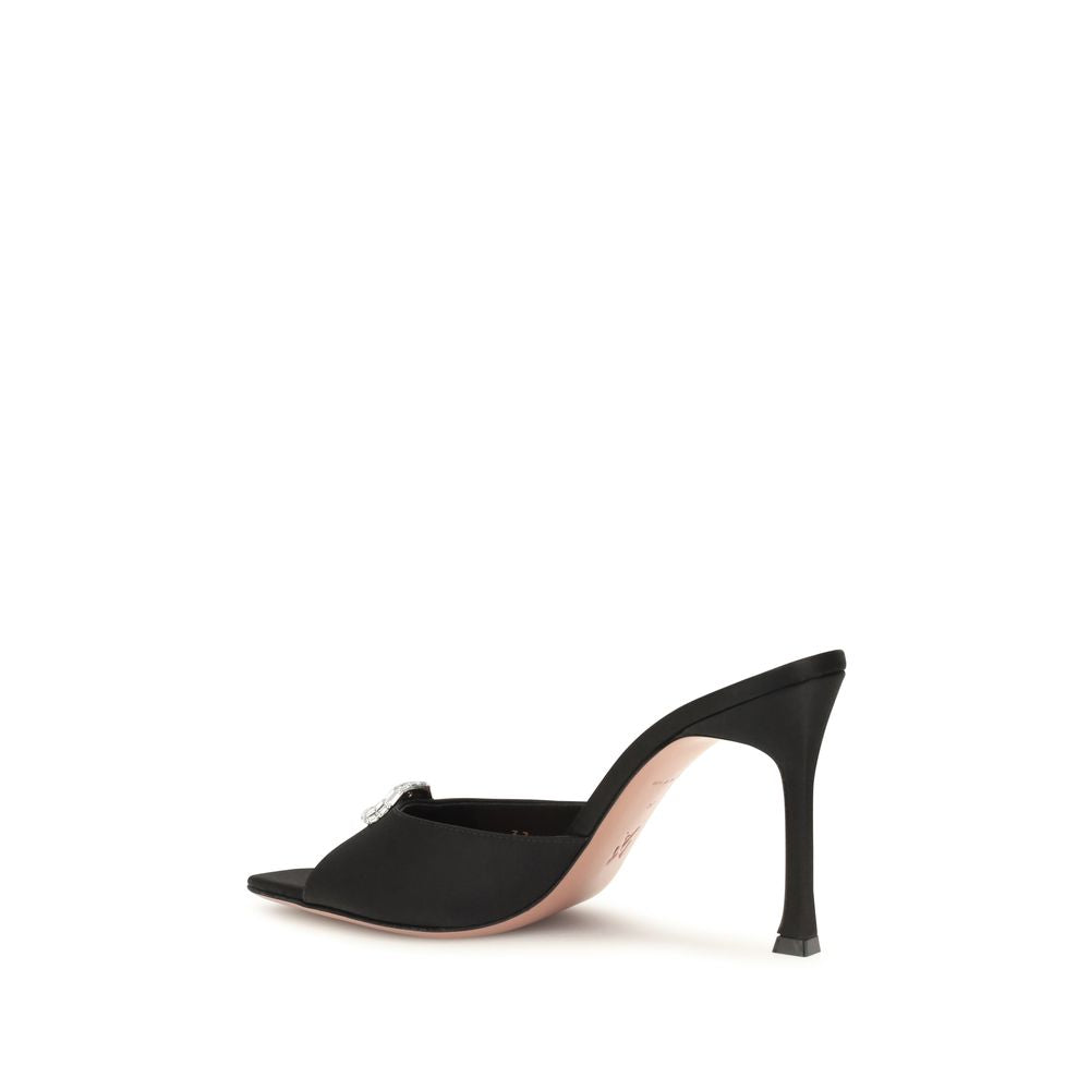 Black Silk Stiletto Heel Sandals