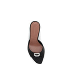 Black Silk Stiletto Heel Sandals