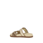 Brown Raffia Flat Sandals