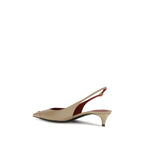 Beige Calf Leather Bos Taurus Mid Heel Pumps